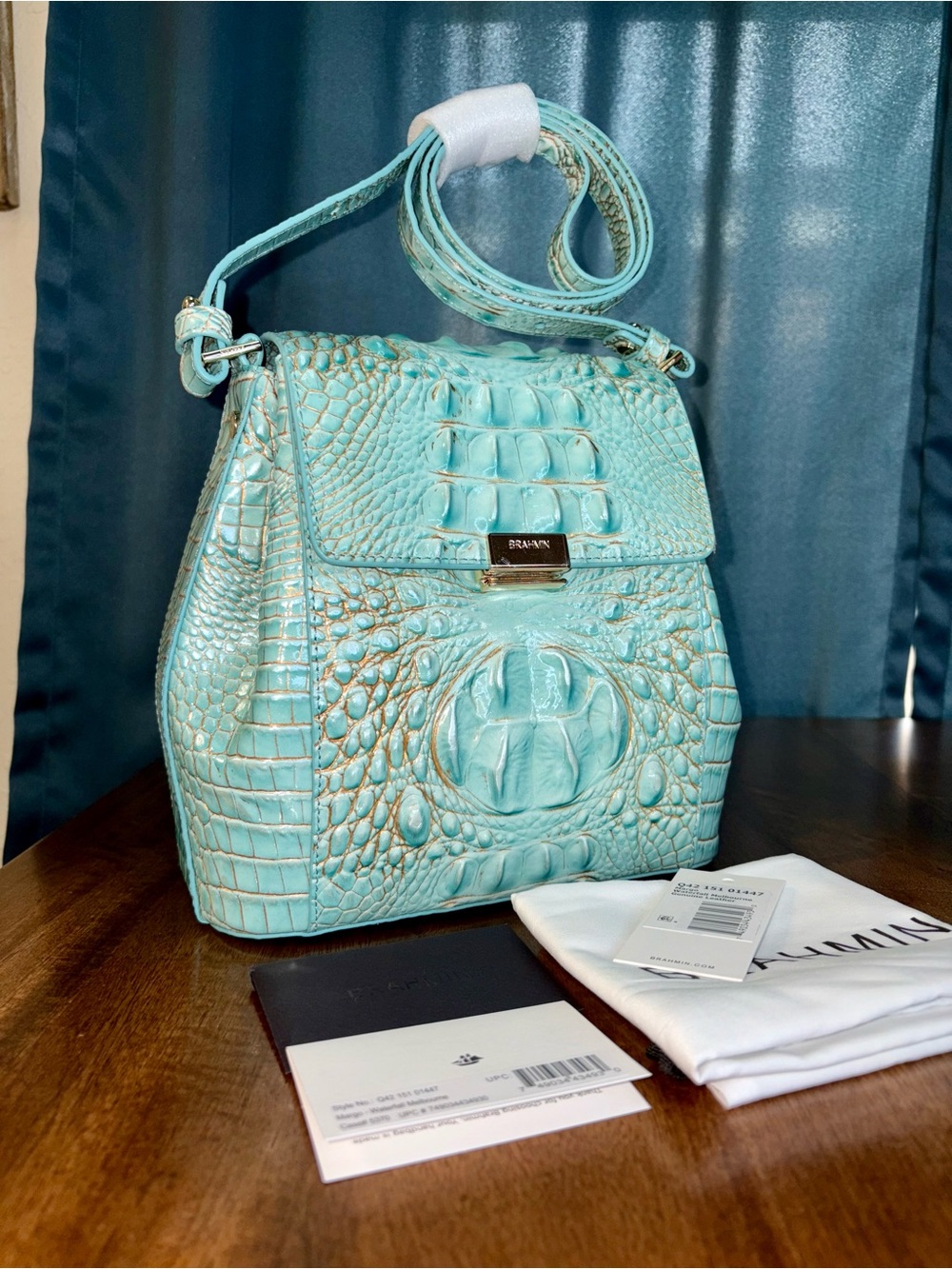 Brahmin NWOT Margo - Waterfall - 3 FULL EYES - Metallic - Gorgeous - Picture 15 of 16